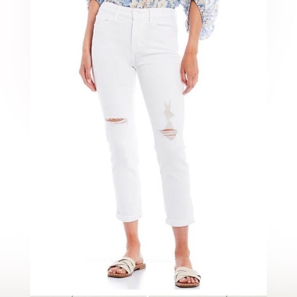 7 For All Mankind Josefina Feminine Distressed Boyfriend Jeans White NWT 28 - Picture 3 of 12